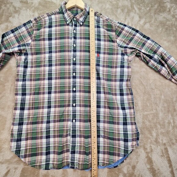 Ralph Lauren Button-Down Shirt Green Blue Paid Classic Fit Men's Size XLT Tall - Picture 7 of 10